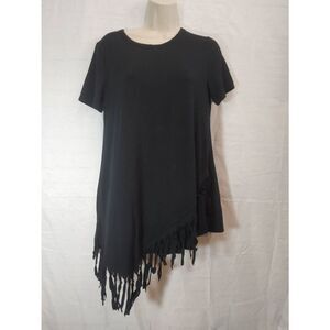 Serena Williams Women's Size Small Black Asymmetrical Tasseled Blouse